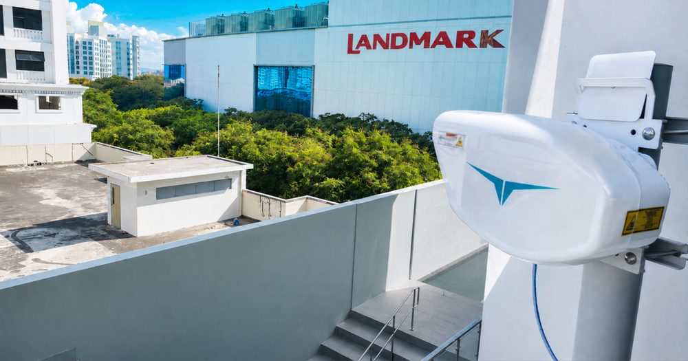 A CENTAURI terminal mounted on a hospital rooftop.